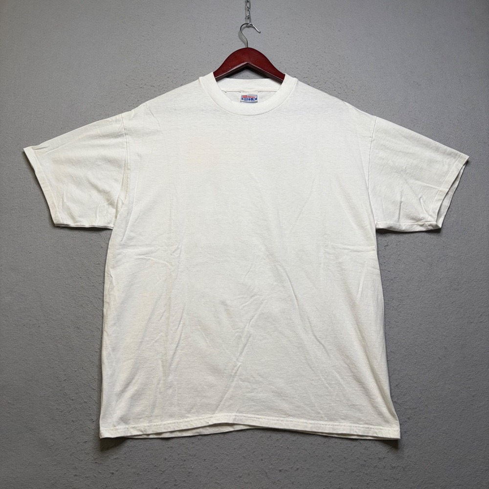 Hanes Beefy-T T-Shirt Mens XL White BandWidth Vintage 90s Rare Art Graphic Tee - Picture 4 of 13